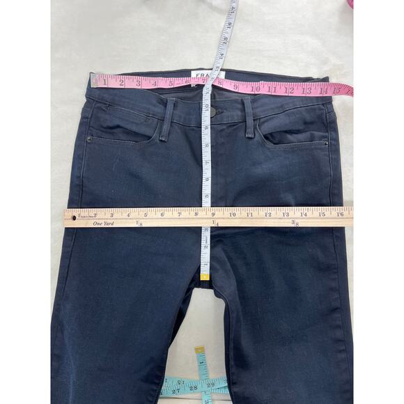 Frame Denim Le High Skinny High Rise Skinny Fit Jean Dark Blue Triple Fringe 30 - Picture 9 of 10